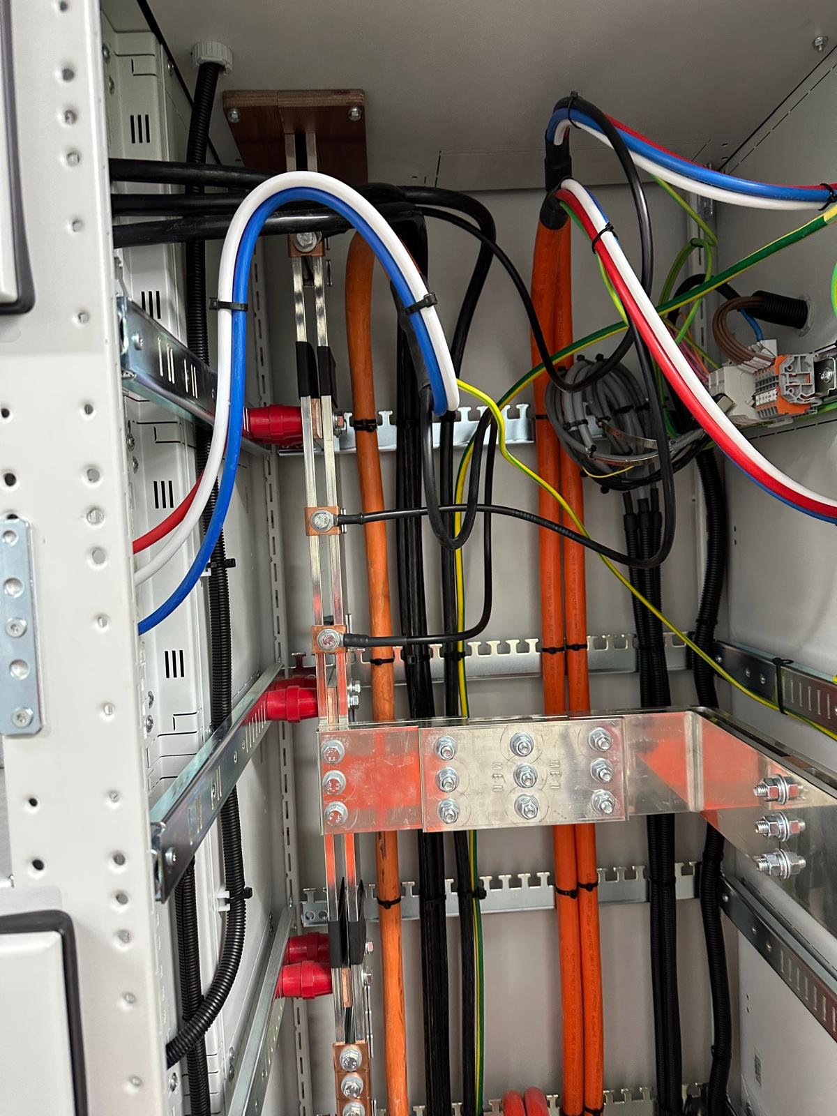 Commercial switchboard internals with busbar and sub-mains cabling by Cityline Electrical Melbourne